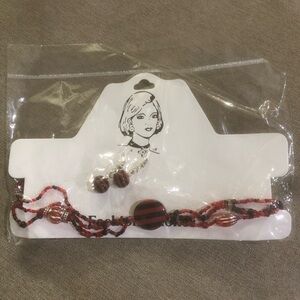 ♥️5/$20 Red & Black Choker & Earrings Set